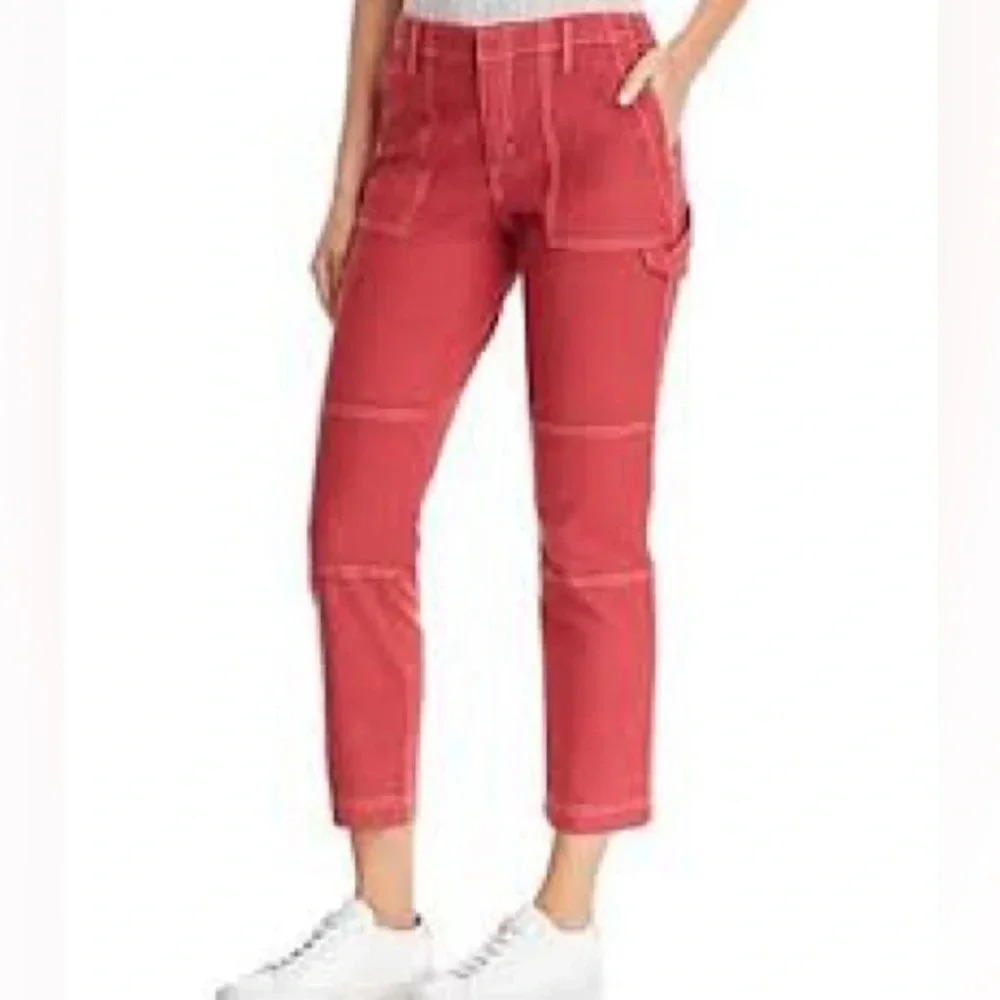 Joie Madelia Cargo Pant Cardinal Red Slim Straight Leg Cargo Painter Ankle sz 2